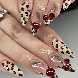 Rebellious Rose Cream and Red Press-On Nails